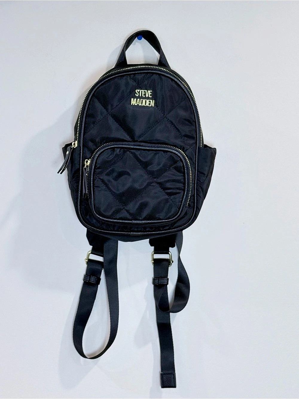 🔥Steve Madden Bglide Quilted Nylon Mini Backpack Black EC🔥